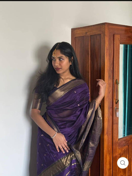 Soft Cotton Saree Showcasing Slab Weaving and Contrast Blouse