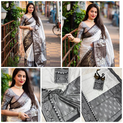 Rich Drape Organic Banarasi Lichi Silk Wedding Saree