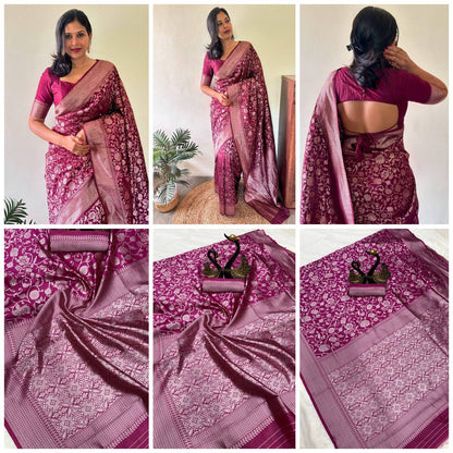 Graceful Organic Banarasi Lichi Silk Wedding Saree