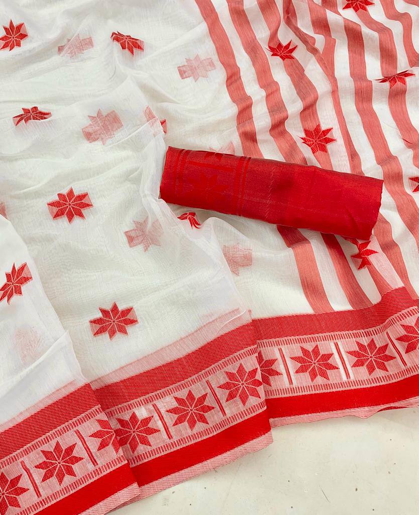 Lilan Soft Cotton Slab Weaving Saree with Rich Blouse