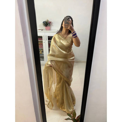 full golden zari saree