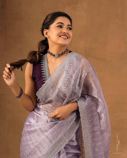 Zari embroidery work Saree