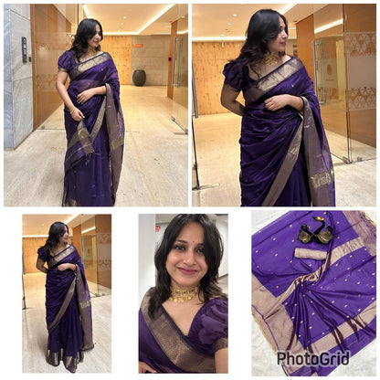 First-Time Slab Weaving Lilan Soft Cotton Saree with Rich Blouse