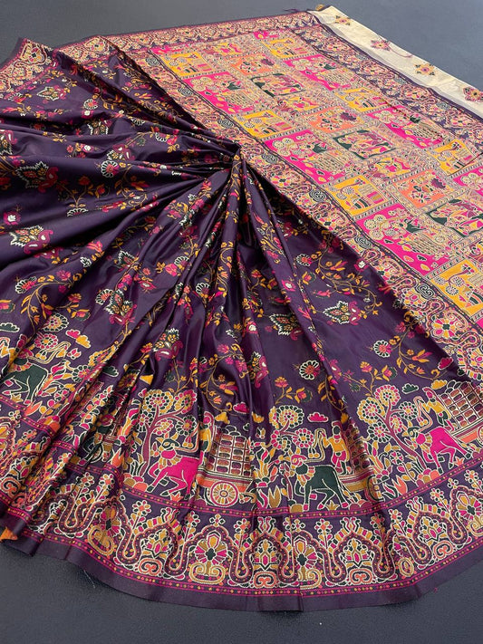 Rajwadi Pashmina Silk Weaving Saree with Kashmiri Pallu