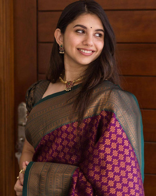 Statement Bridal Saree with Banarasi Art on Lichi Silk