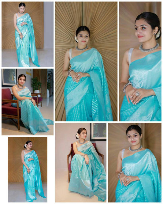 Refined-Finish Saree Designed in Organic Banarasi Lichi Silk