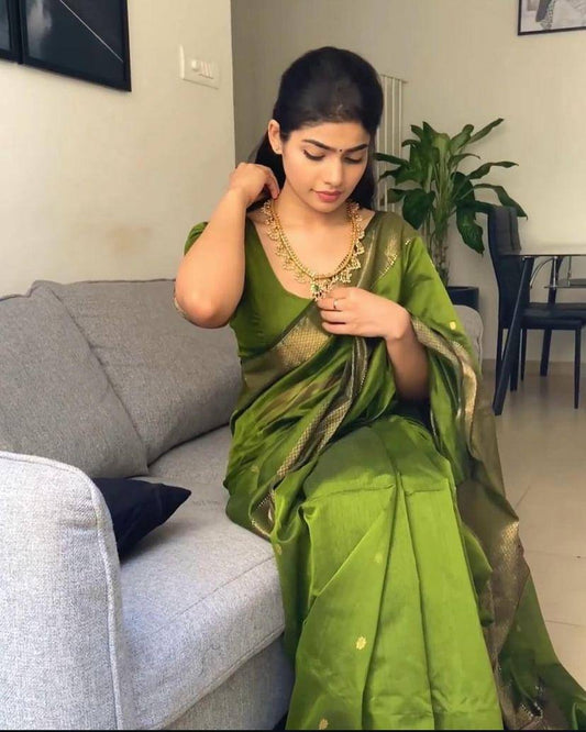 Elegant Comfort Organic Banarasi Lichi Silk Wedding Saree