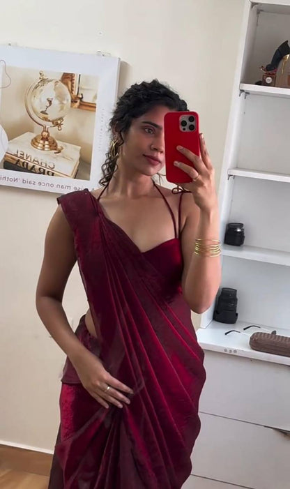 Plain Space Silk Saree with Running Blouse