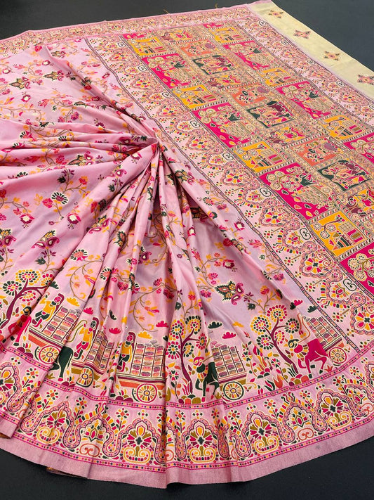 Rajwadi Pashmina Silk Weaving Saree with Kashmiri Pallu