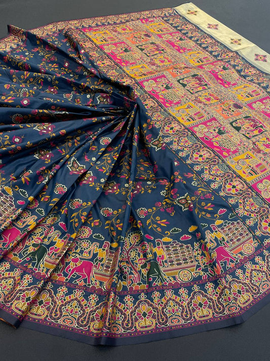 Rajwadi Pashmina Silk Weaving Saree with Kashmiri Pallu