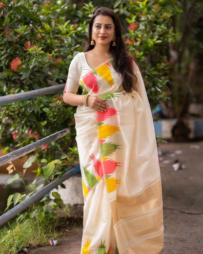 Ultra Light Organic Banarasi Lichi Silk Wedding Saree