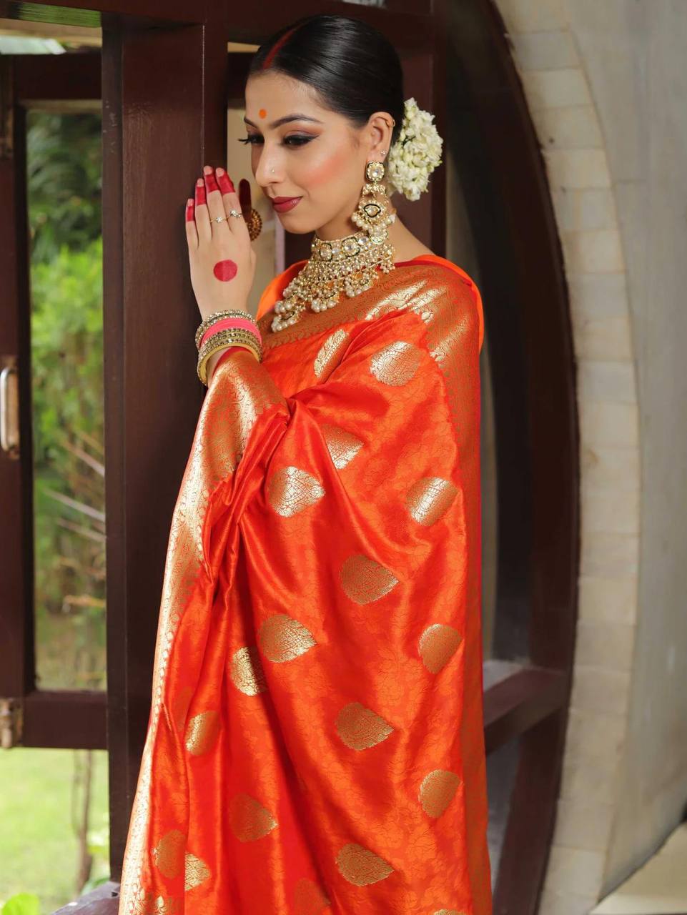 Weightless Saree Made with Organic Banarasi Lichi Silk for Wedding Wear