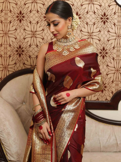 Soft Lichi Silk Organic Banarasi Wedding Saree