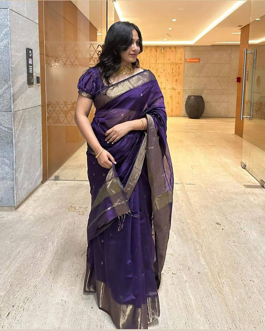 First-Time Slab Weaving Lilan Soft Cotton Saree with Rich Blouse