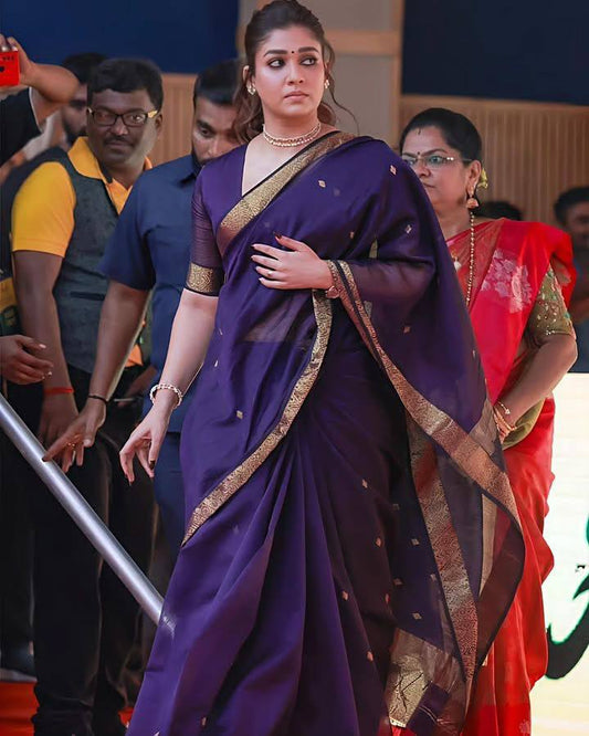 Lilan Slub Soft Cotton Saree with Slab Weaving & Rich Blouse