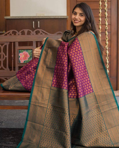 Statement Bridal Saree with Banarasi Art on Lichi Silk
