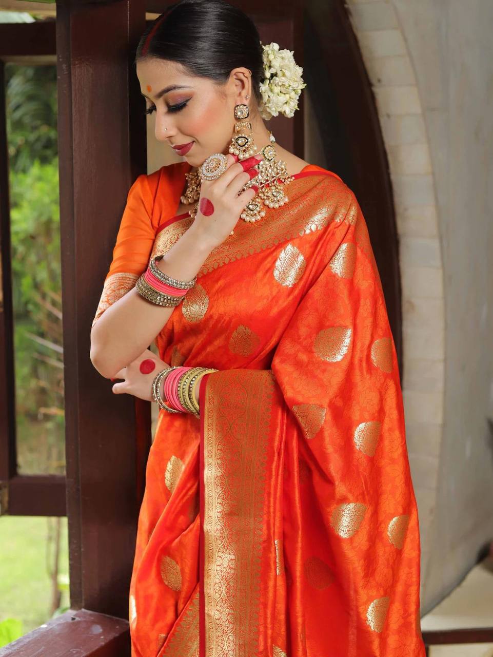Weightless Saree Made with Organic Banarasi Lichi Silk for Wedding Wear