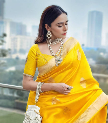 Organic Banarasi Lichi Silk Wedding Saree – Lightweight & Elegant