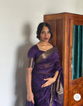 Soft Cotton Saree Showcasing Slab Weaving and Contrast Blouse