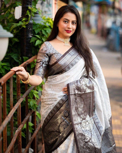 Rich Drape Organic Banarasi Lichi Silk Wedding Saree