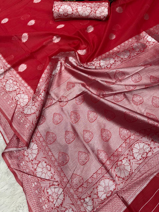Modern Saree Crafted in Lilan Slub Soft Cotton with Rich Woven Blouse