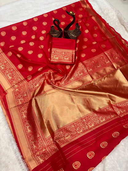 Breathable Organic Banarasi Lichi Silk Wedding Saree