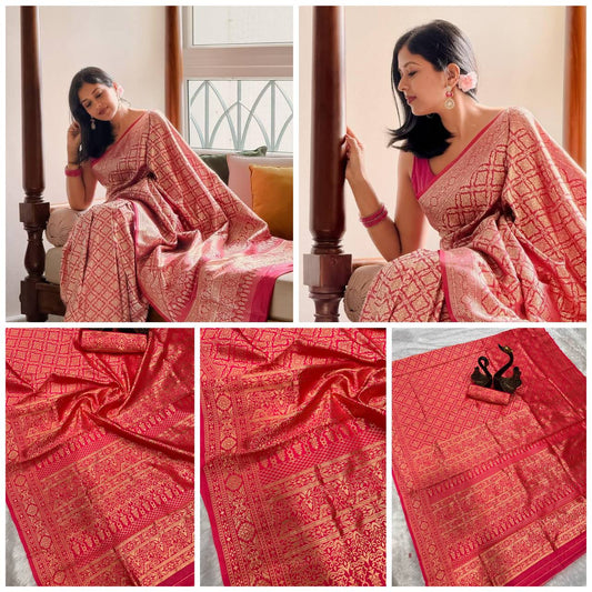 Comfort Luxe Organic Banarasi Lichi Silk Wedding Saree