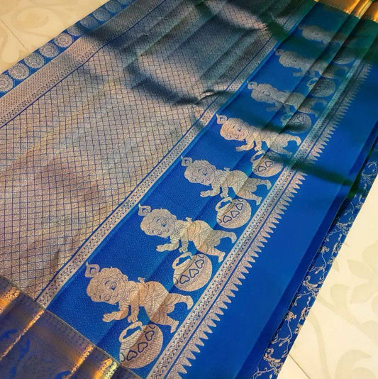 Graceful Organic Banarasi Lichi Silk Wedding Saree