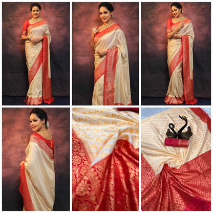 Rich Look Organic Banarasi Lichi Silk Wedding Saree