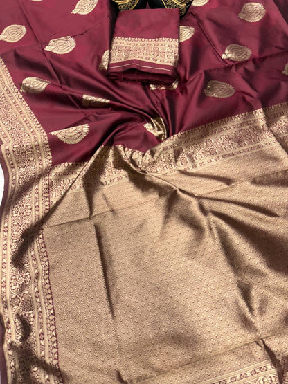 Soft Lichi Silk Organic Banarasi Wedding Saree