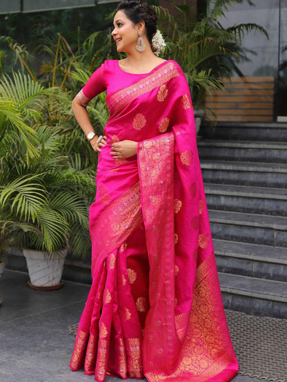 Soft & Lightweight Lichi Silk Banarasi Wedding Saree