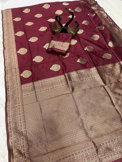Soft Lichi Silk Organic Banarasi Wedding Saree