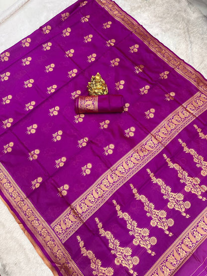 SoftAura Saree Made with Organic Banarasi Lichi Silk