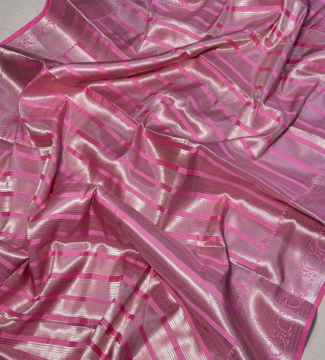 Celebrity Inspired Banarasi Silver Tissue Zari Silk Saree
