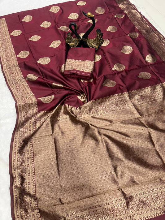 Soft Lichi Silk Organic Banarasi Wedding Saree