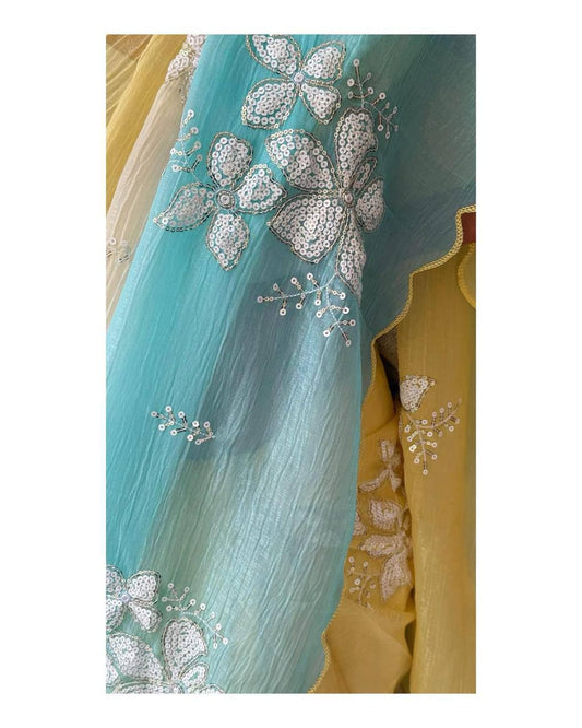 Soft Shaded Crunchy Fabric Designer Saree with Dual Sequins Work