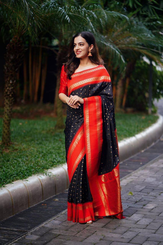 Light-Feel Saree Crafted in Smooth Lichi Silk with Banarasi Influence