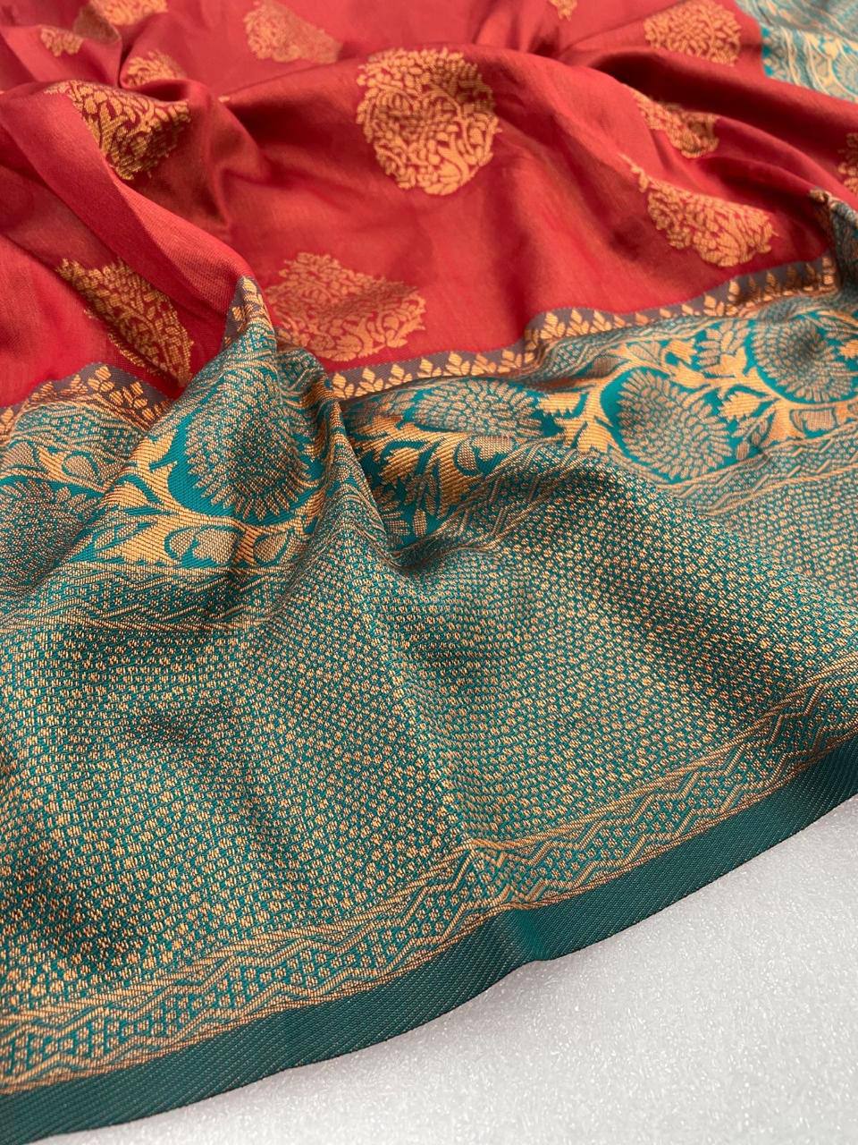 Luxury Comfort Organic Banarasi Lichi Silk Wedding Saree