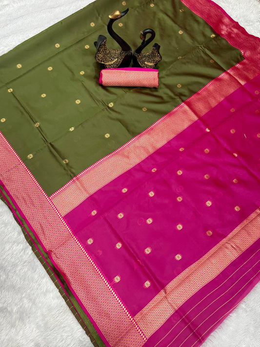 Comfort Touch Organic Banarasi Lichi Silk Wedding Saree