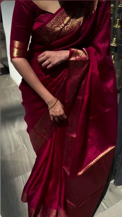 Red Rose Flower Saree