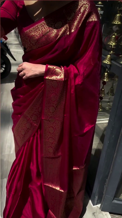 Red Rose Flower Saree