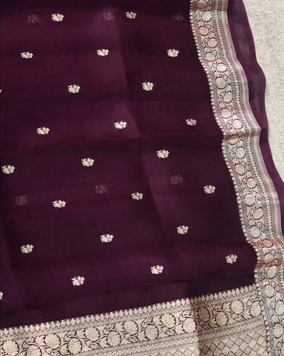 Midnight Bloom Silk Saree