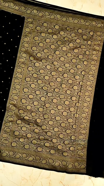 Golden Bloom Banarasi Silk Saree